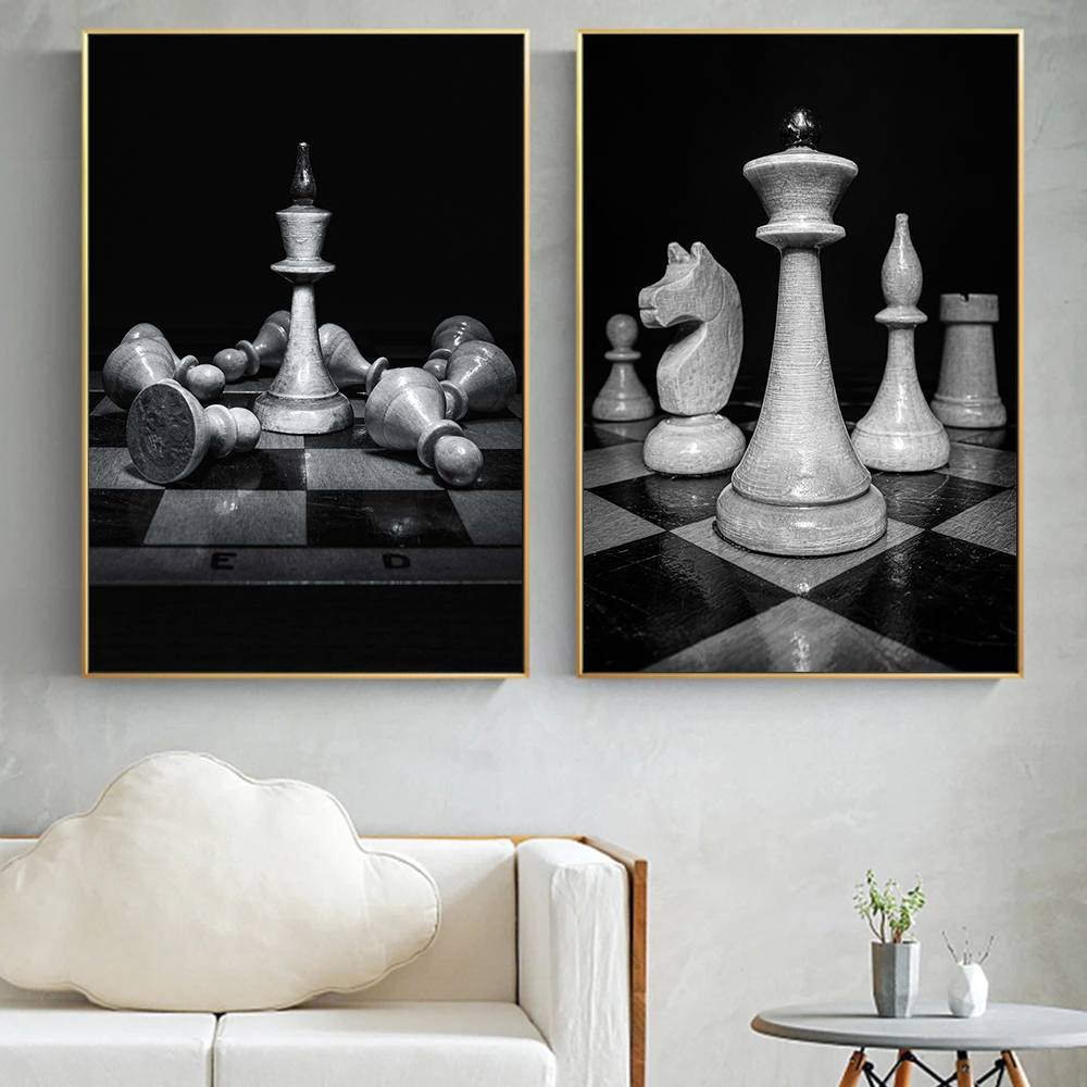 Home Decor Game - Lukisan Kanvas Permainan Catur Raja dan