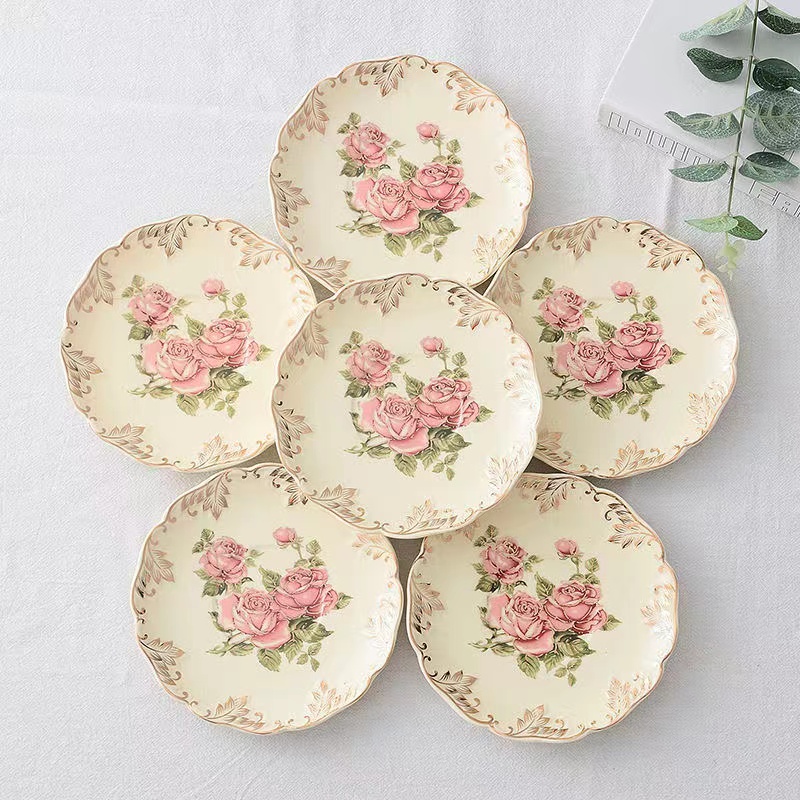 Ceramic Trinket Dish - Bunga Mawar Yang Dilukis dengan Tangan