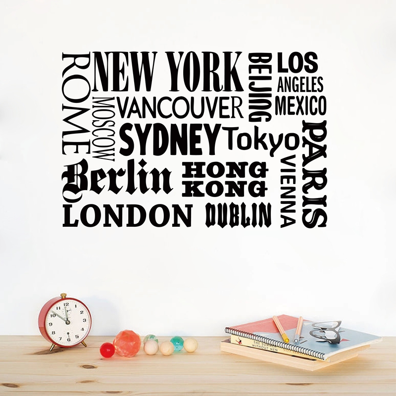 Home Decor London - New York London stiker dinding kutipan