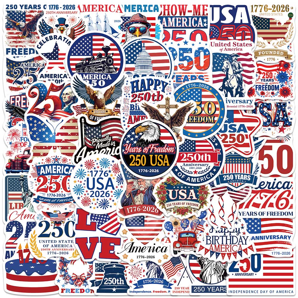 Home Decor Usa - 50PCS Stiker Ulang Tahun Patriotik AS