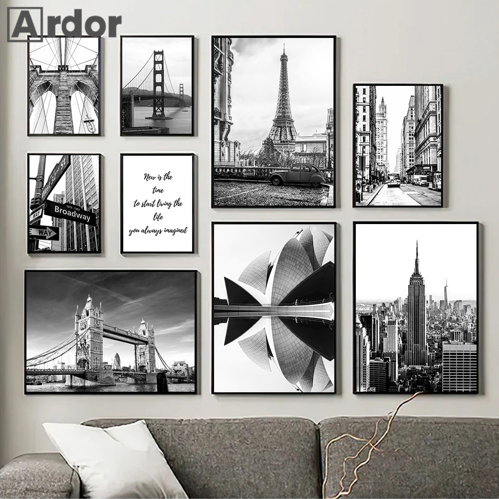Home Decor London - London Sydney New York Lukisan Kanvas