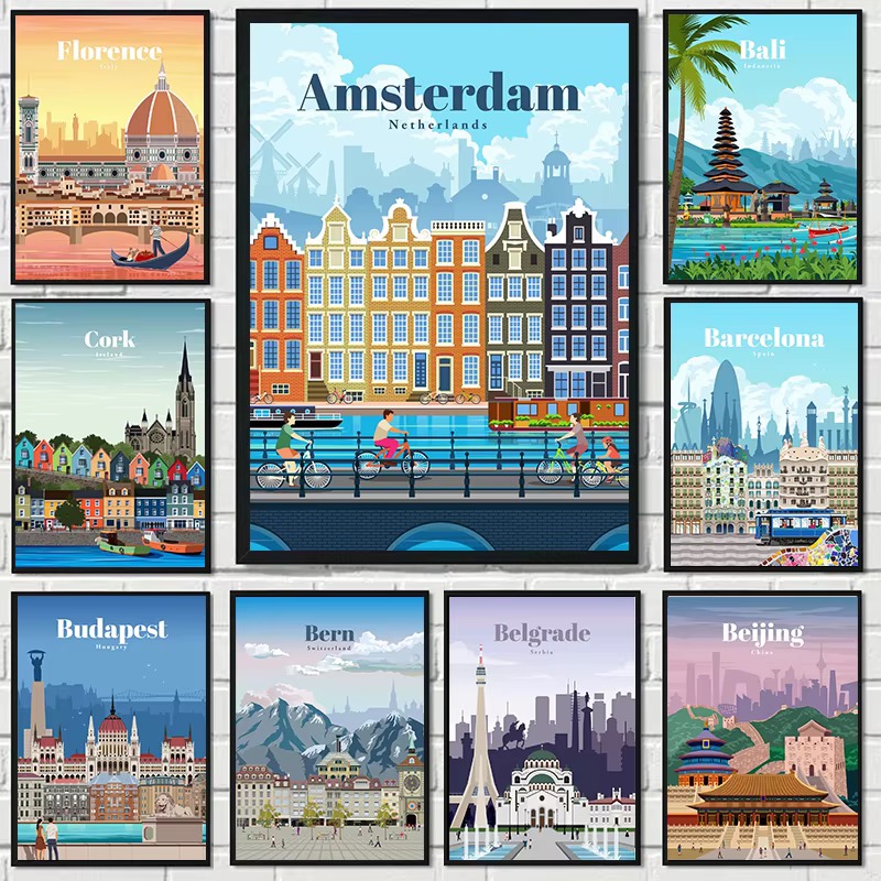 Home Decor London - Lukisan Berlian Amsterdam Tokyo London Islandia