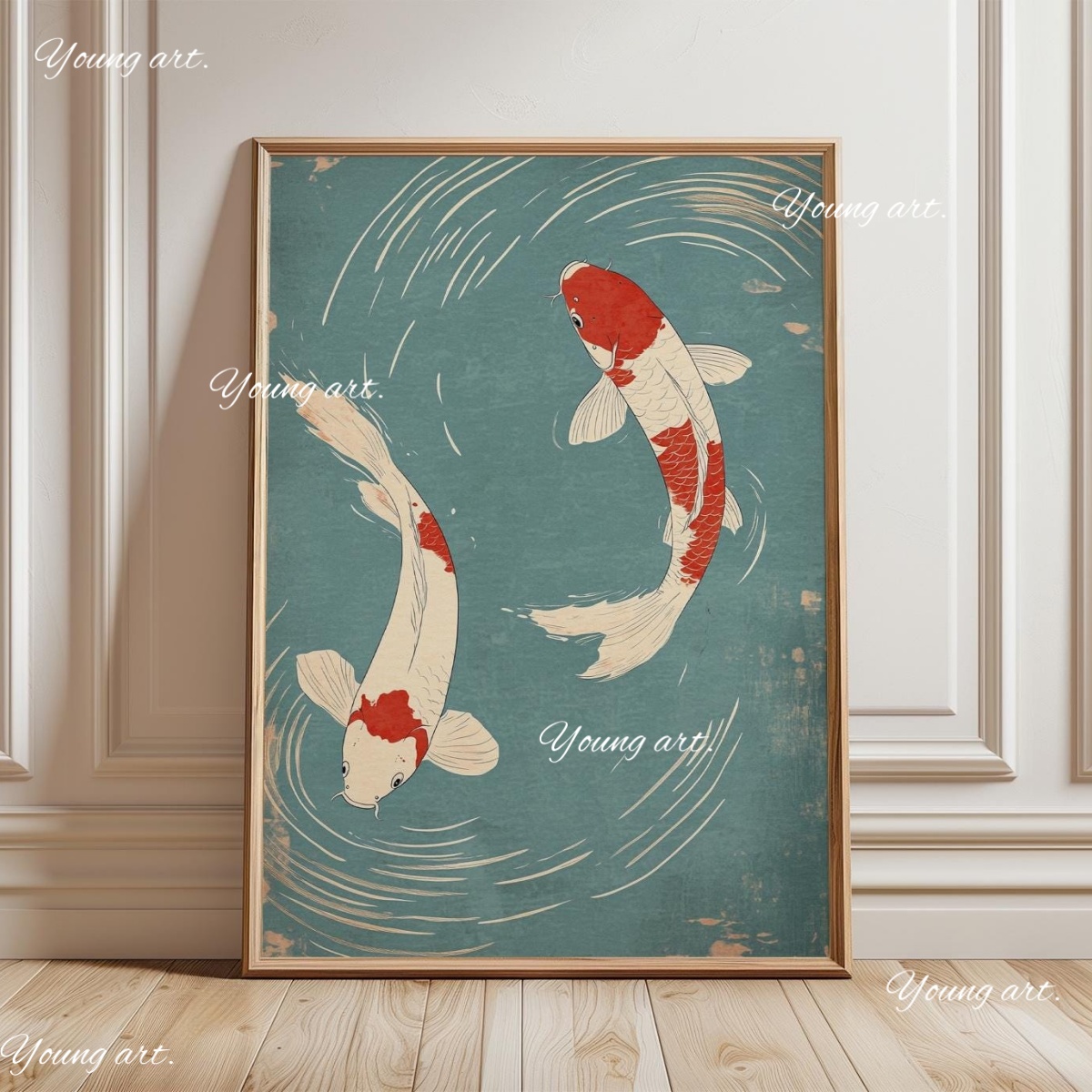 Poster Cetakan Kanvas Ikan Koi - Home Decor Japandi Style ulasan dan harga